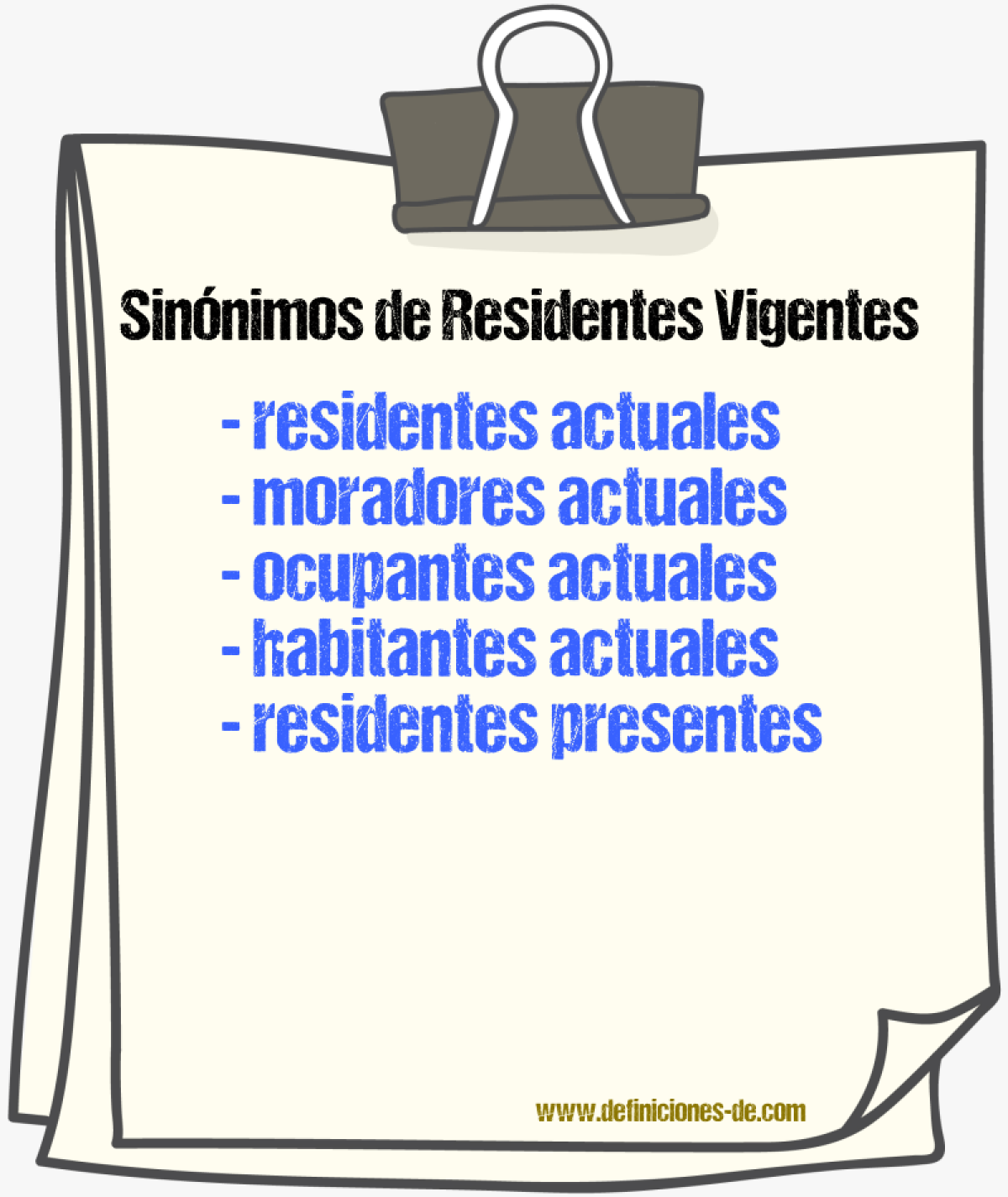 Sinónimos de residentes vigentes