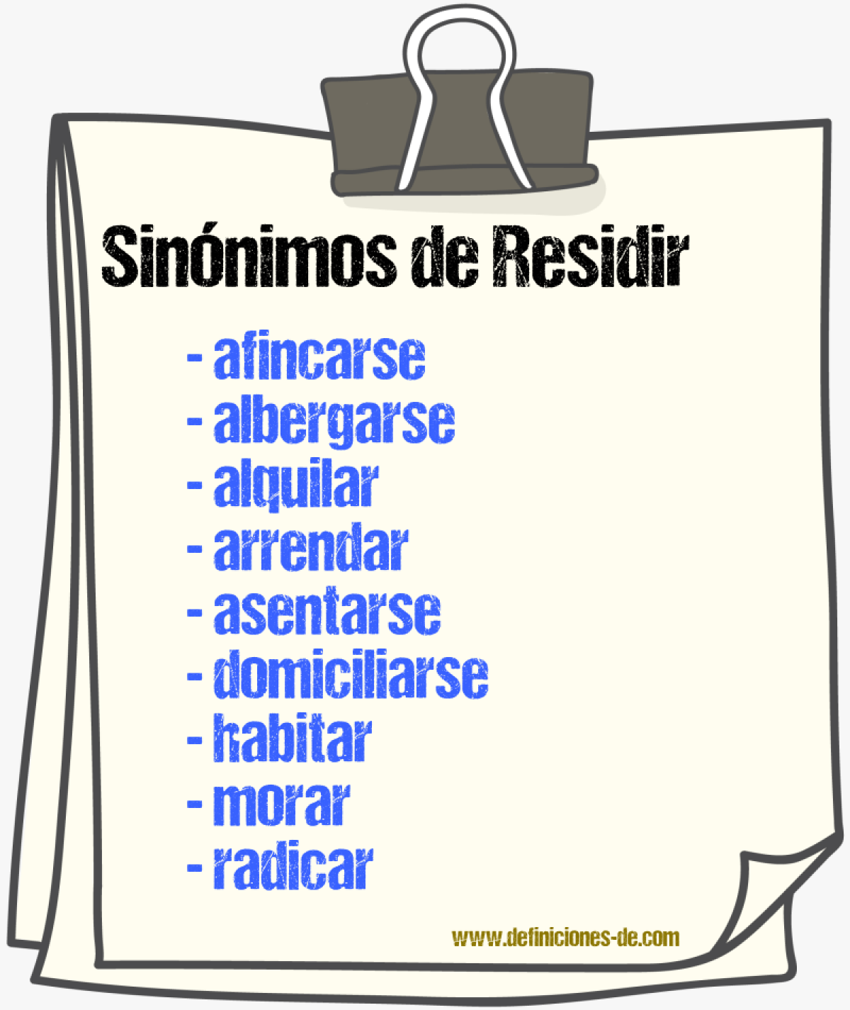 Sinnimos de residir