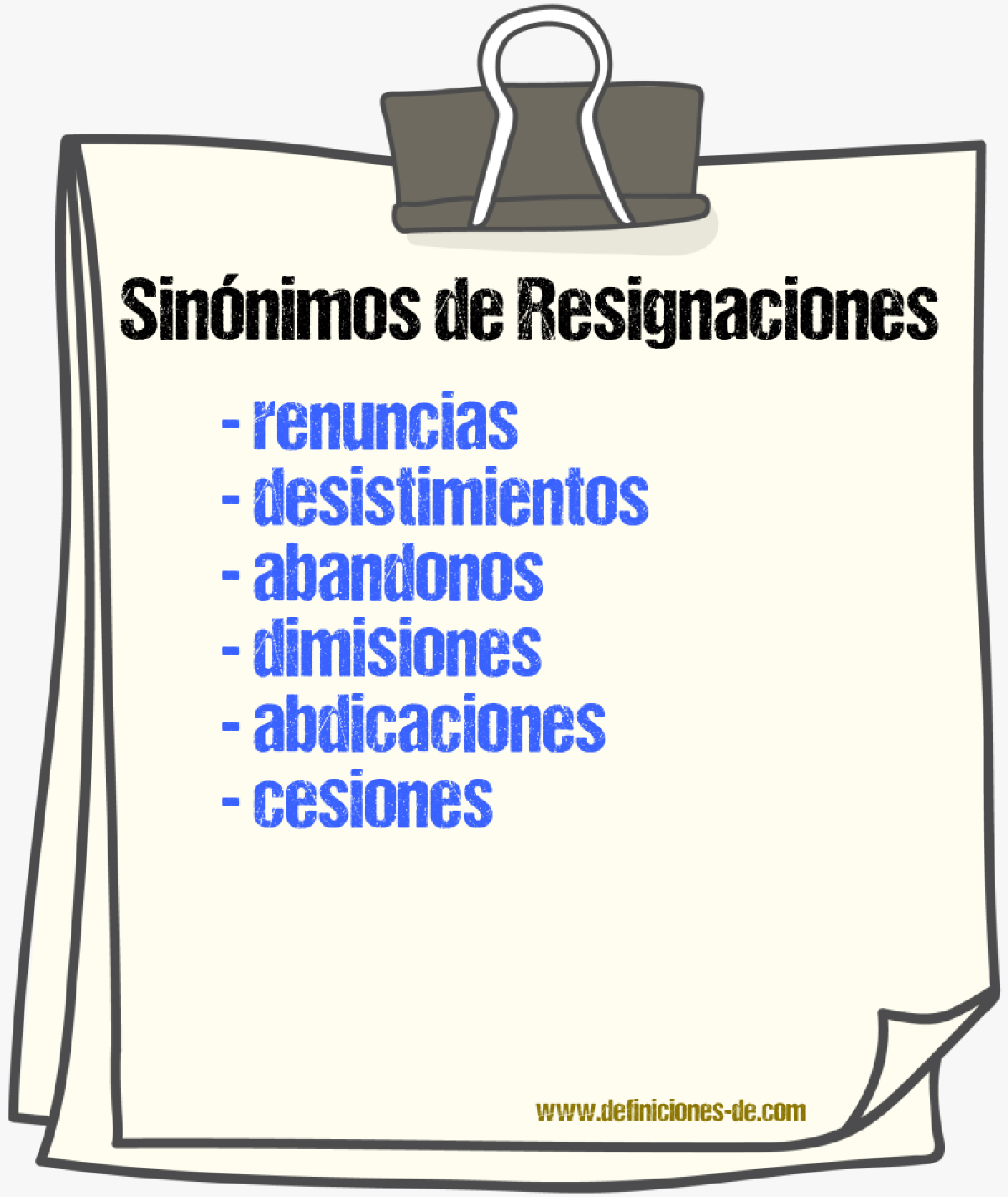 Sinónimos de resignaciones