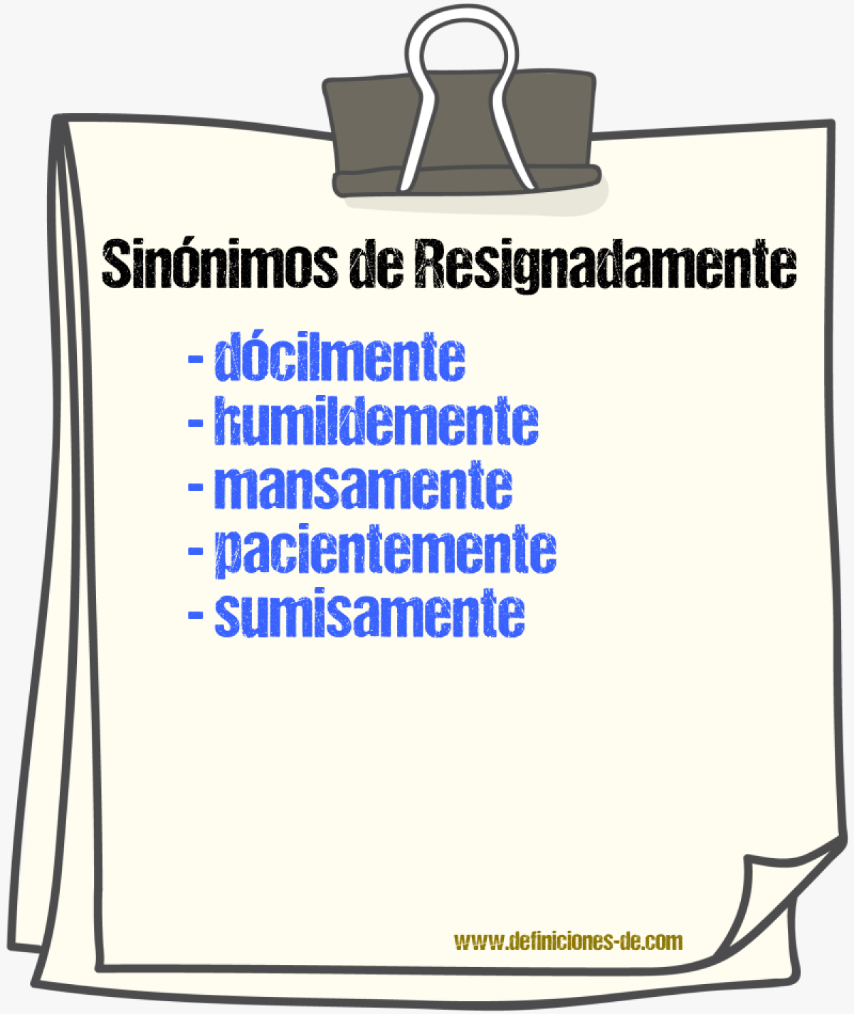 Sinnimos de resignadamente