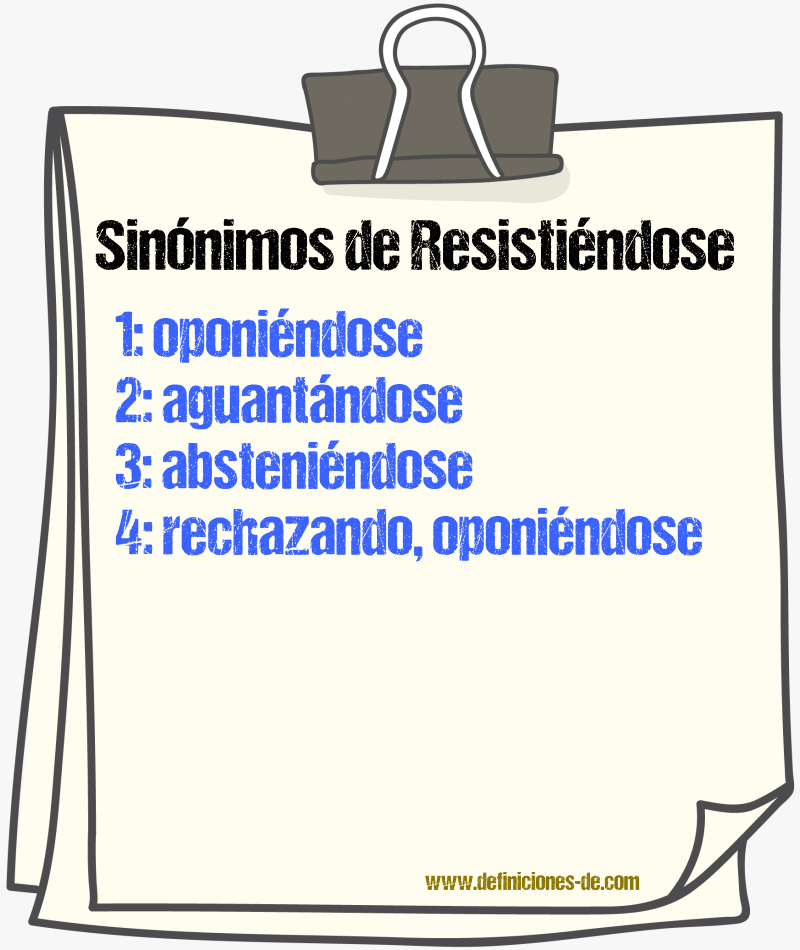 Sinónimos de resistiéndose