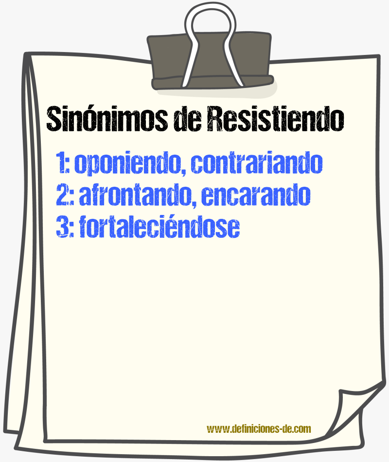 Sinónimos de resistiendo