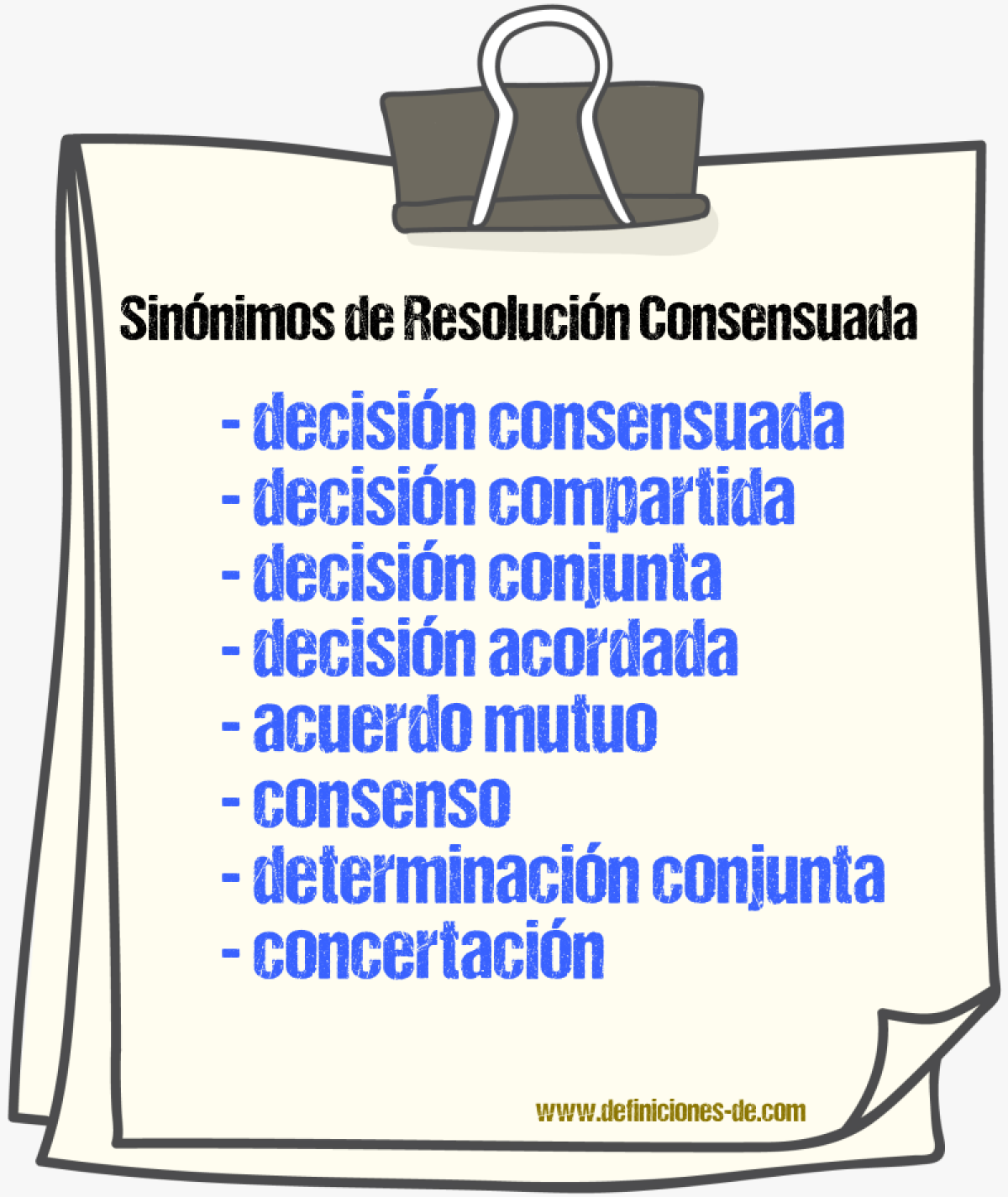 Sinónimos de resolución consensuada