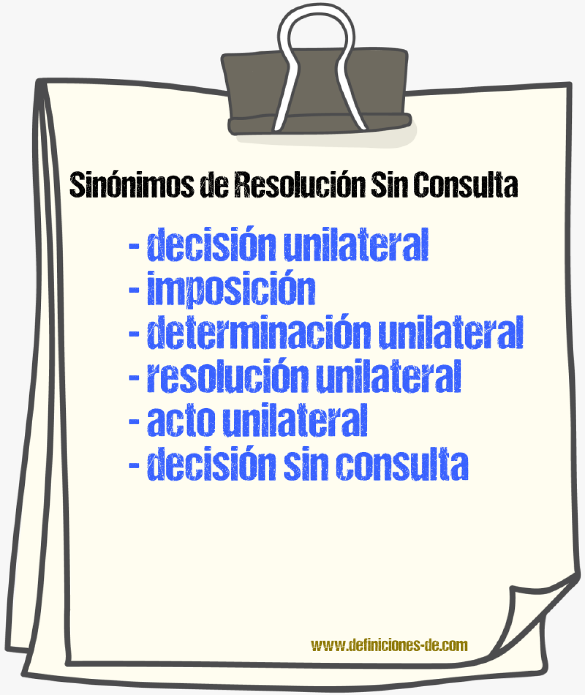 Sinónimos de resolución sin consulta