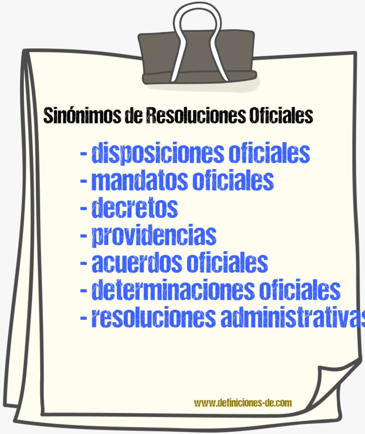 Sinónimos de resoluciones oficiales