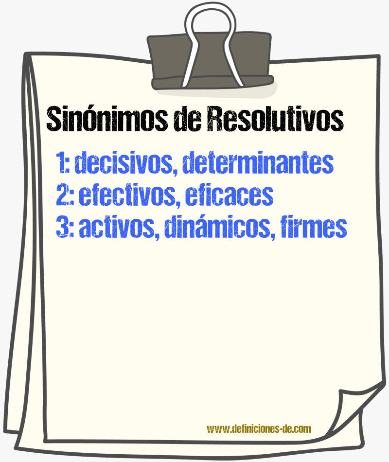 Sinónimos de resolutivos