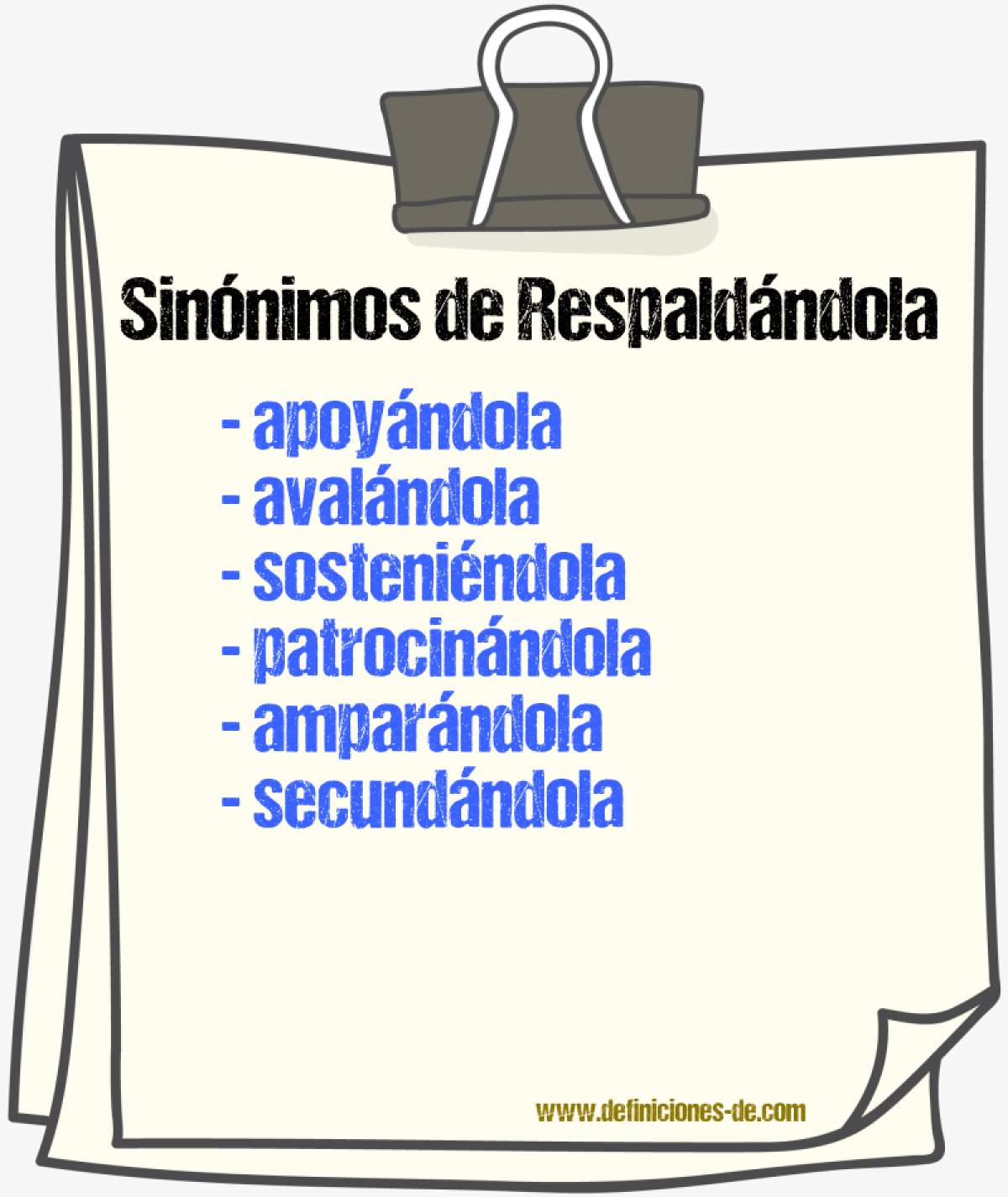 Sinónimos de respaldándola