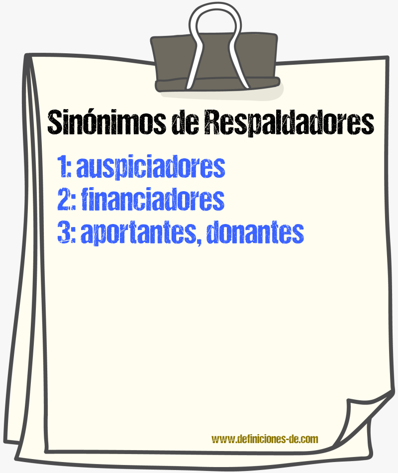 Sinónimos de respaldadores
