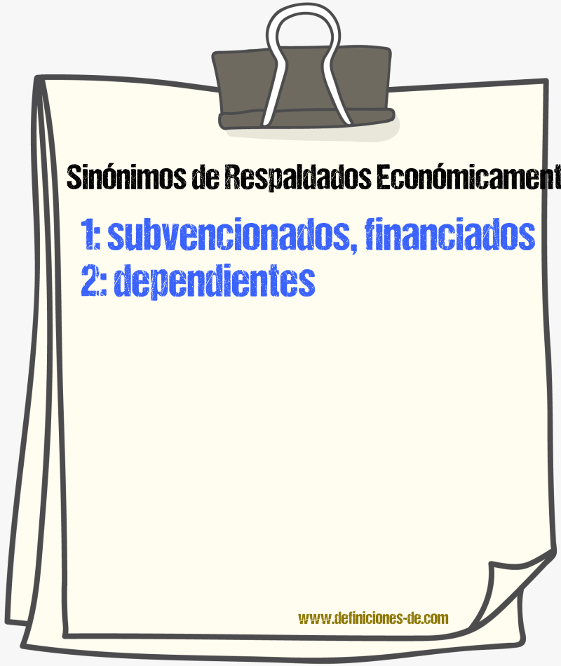 Sinónimos de respaldados económicamente