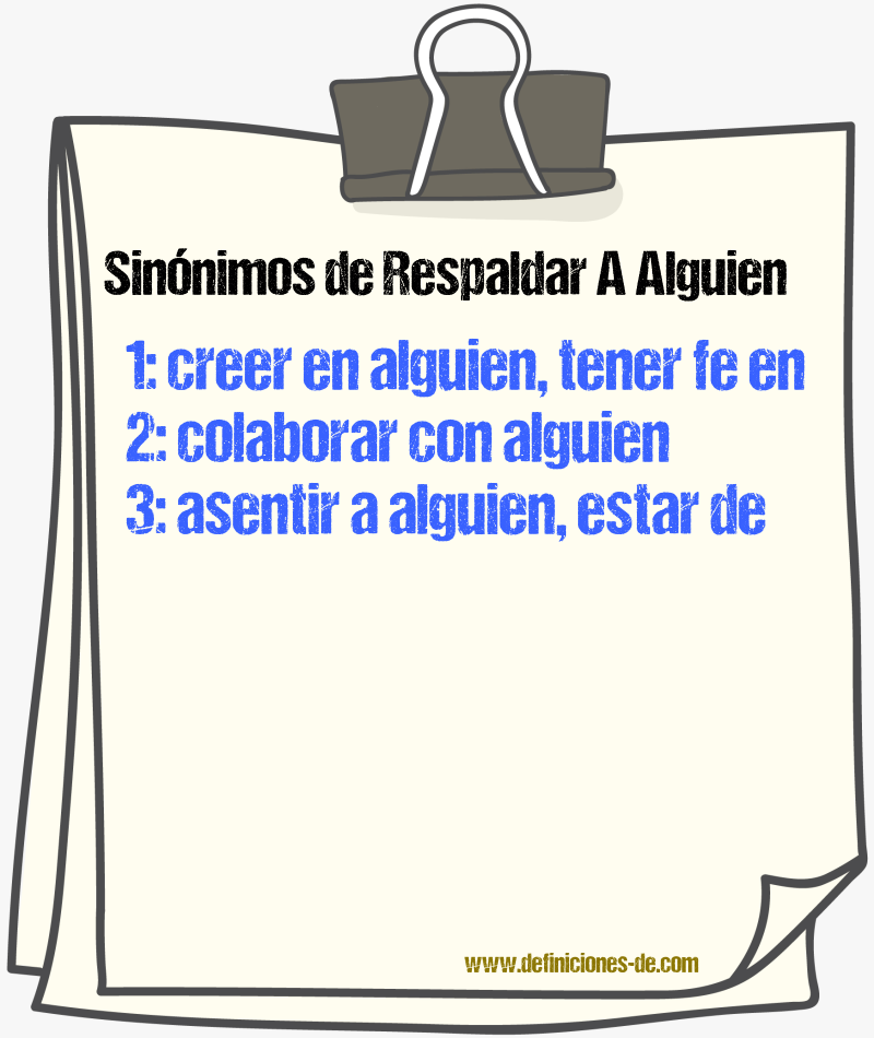 Sinónimos de respaldar a alguien