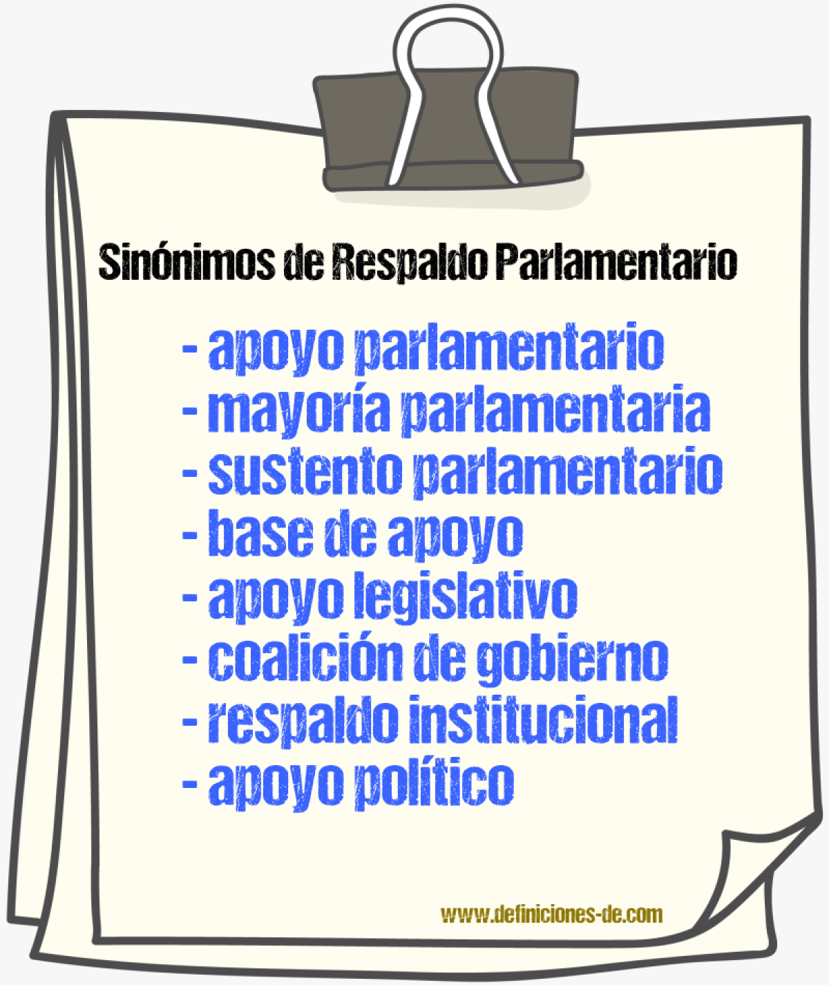 Sinónimos de respaldo parlamentario