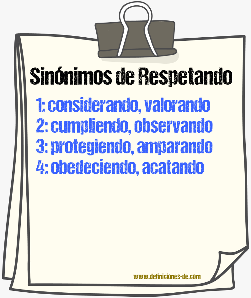 Sinónimos de respetando