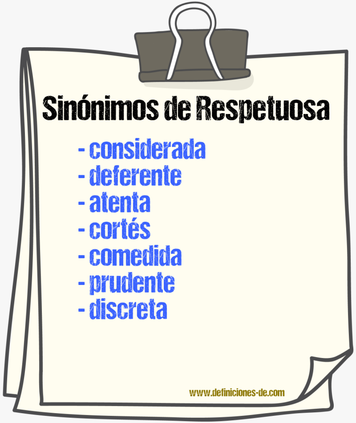 Sinónimos de respetuosa