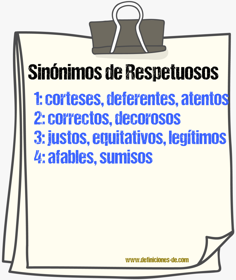 Sinónimos de respetuosos