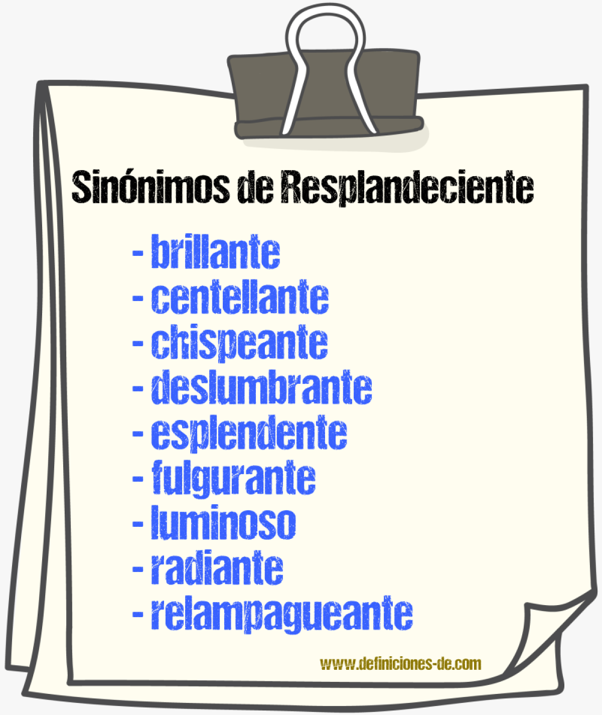 Sinnimos de resplandeciente