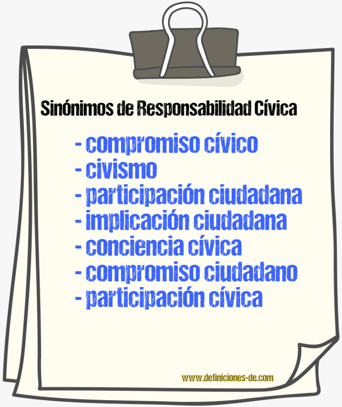 Sinónimos de responsabilidad cívica