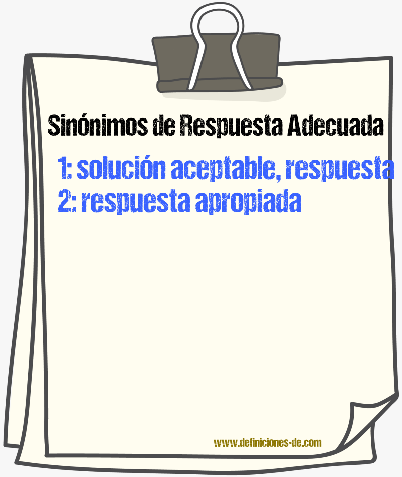 Sinónimos de respuesta adecuada