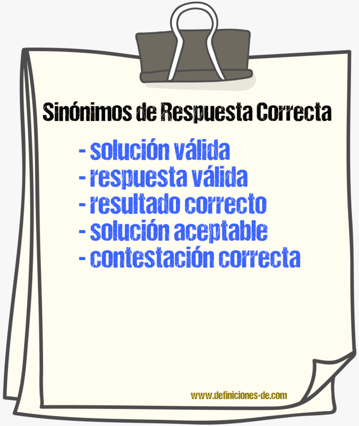 Sinónimos de respuesta correcta