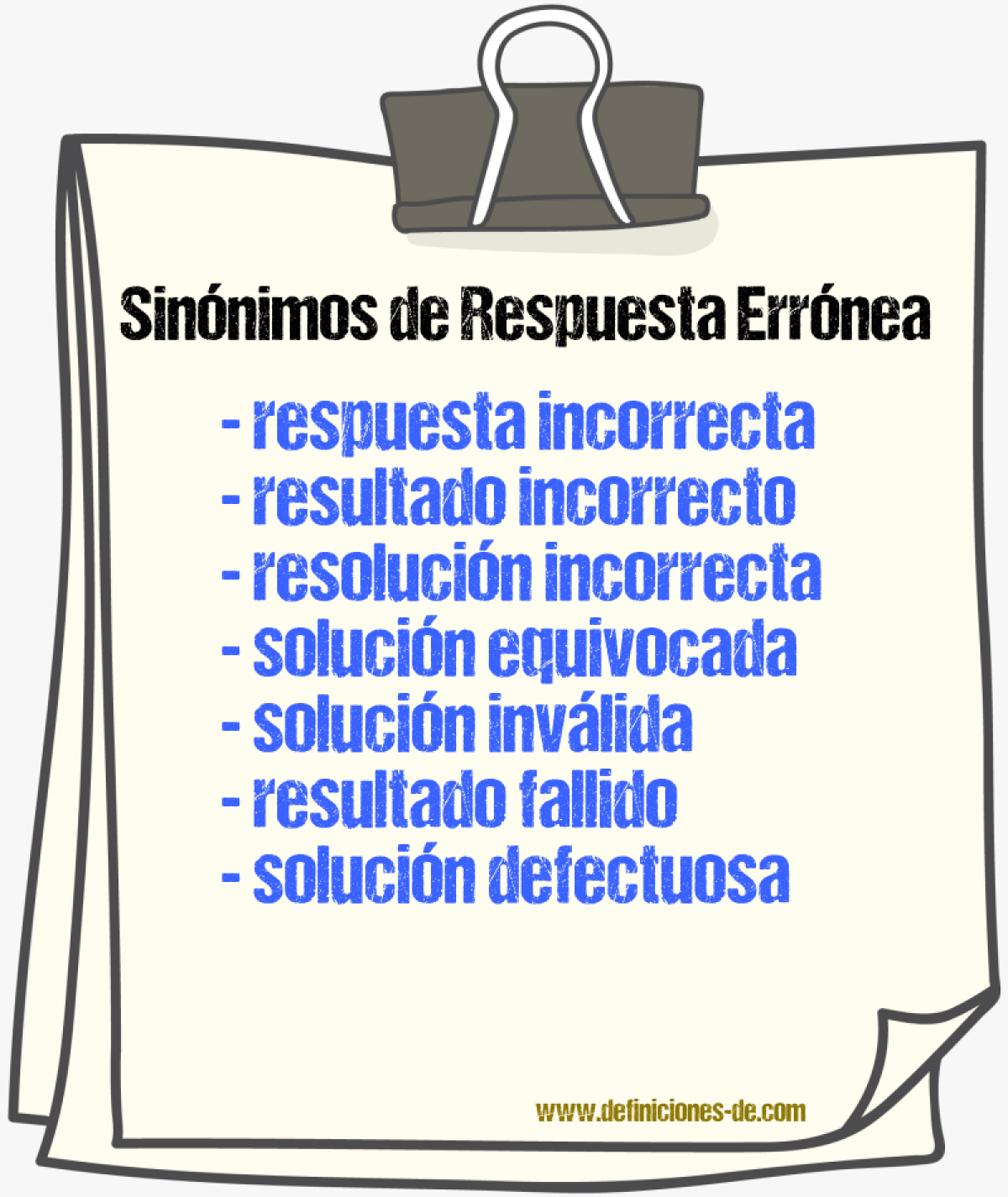 Sinónimos de respuesta errónea