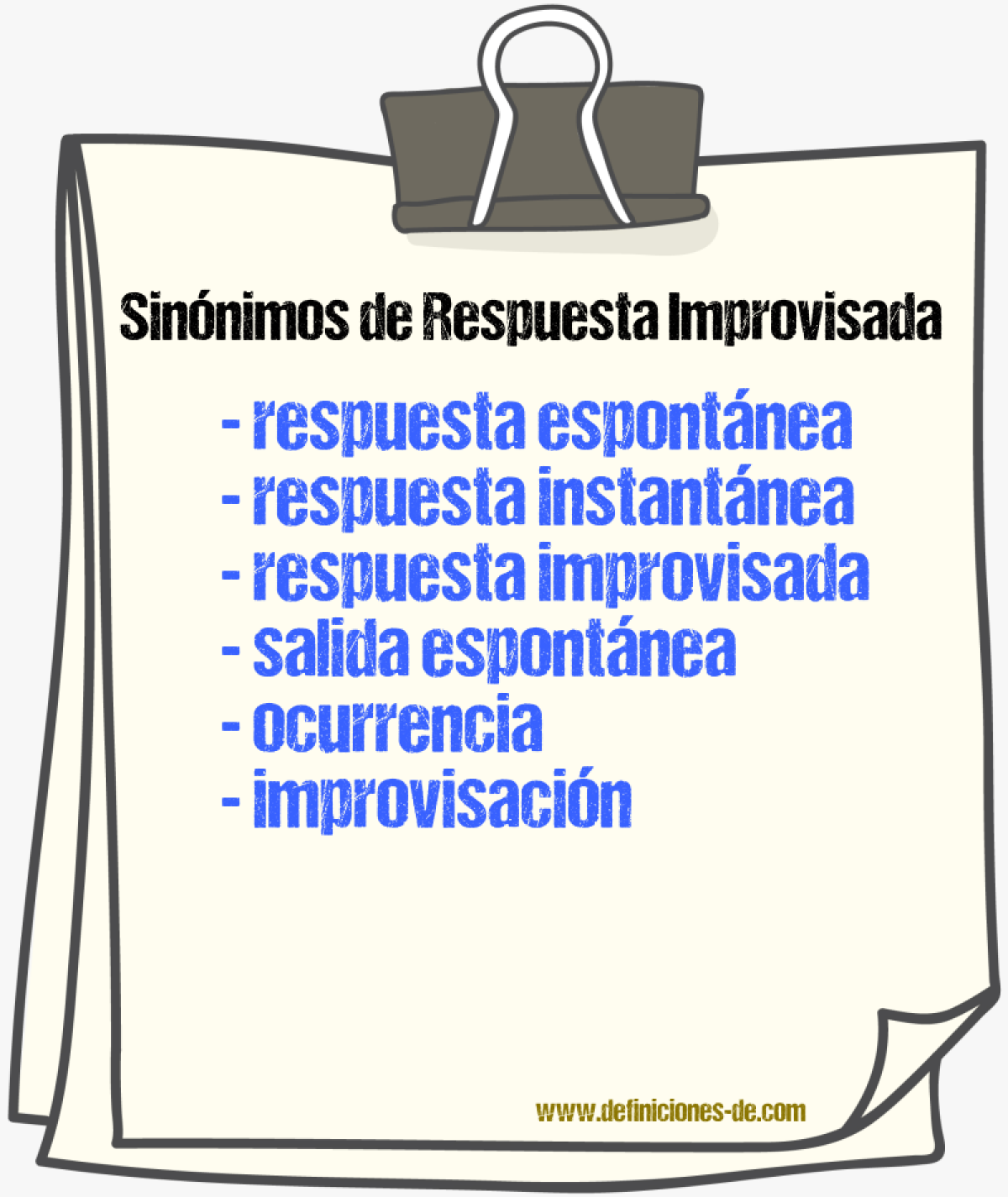 Sinónimos de respuesta improvisada