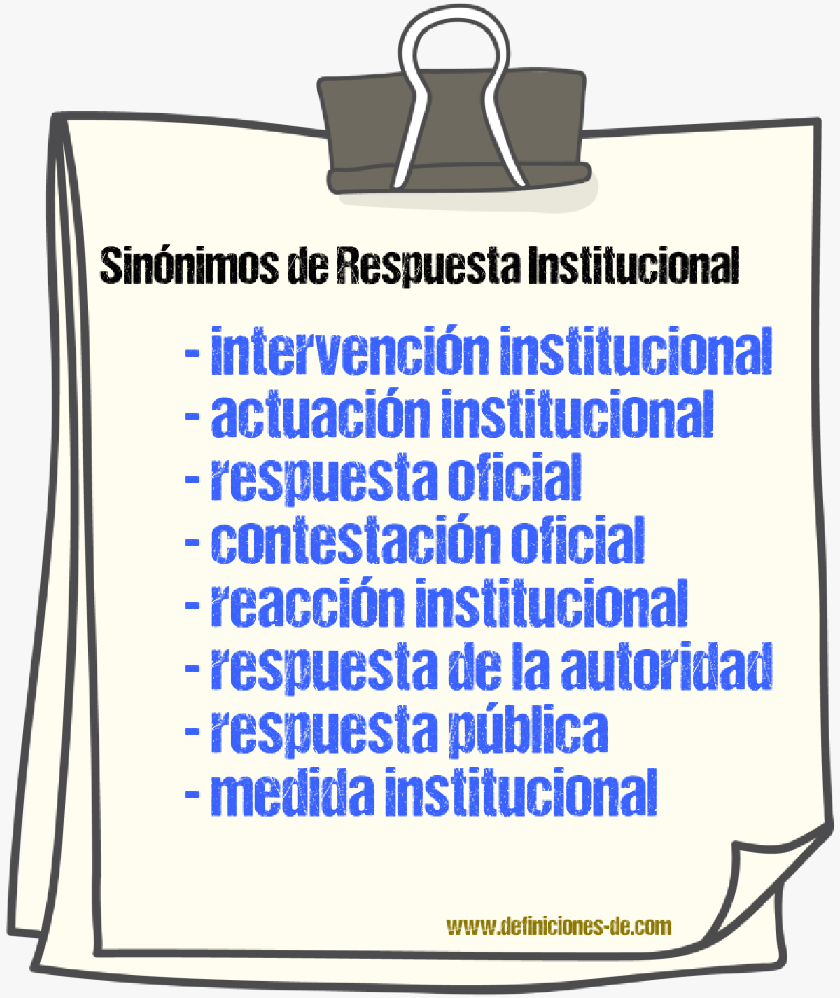 Sinónimos de respuesta institucional