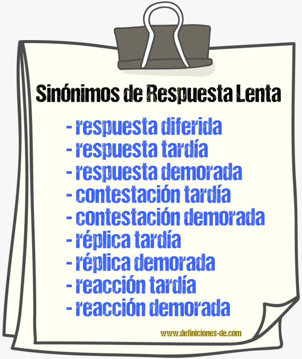 Sinónimos de respuesta lenta