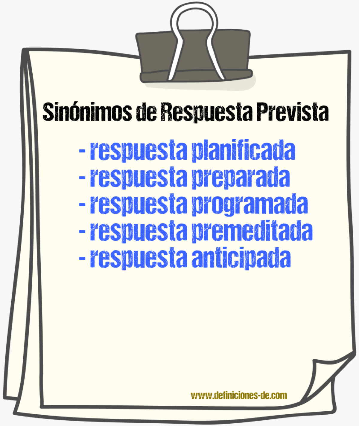 Sinónimos de respuesta prevista