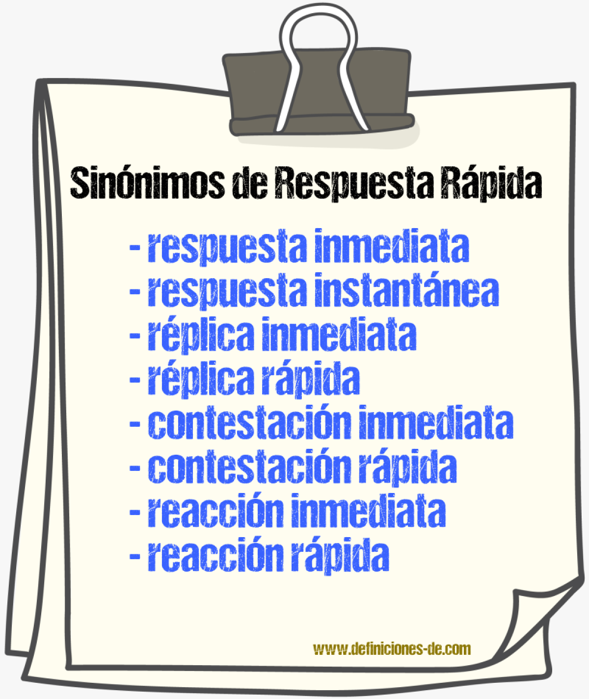 Sinónimos de respuesta rápida