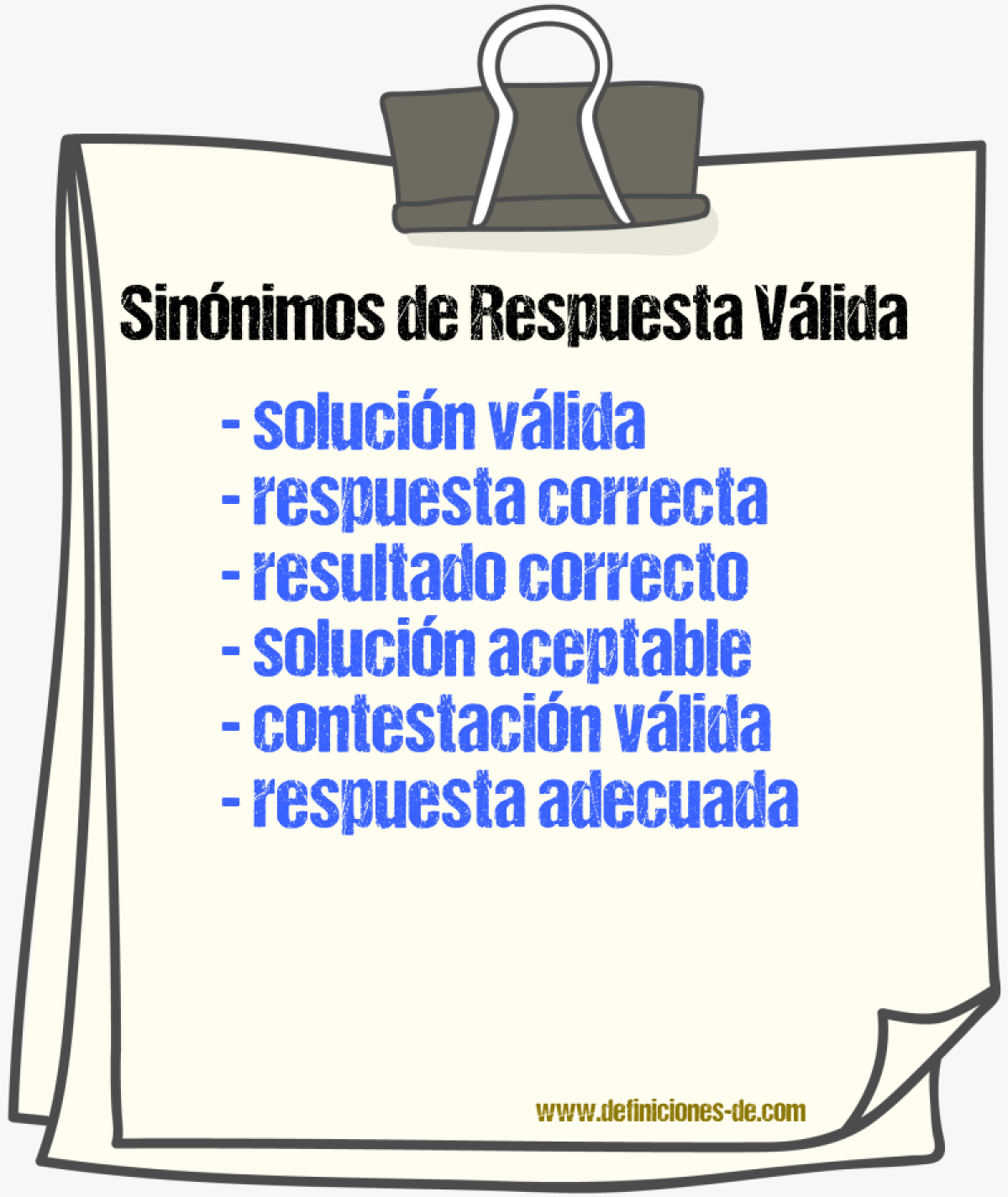 Sinónimos de respuesta válida