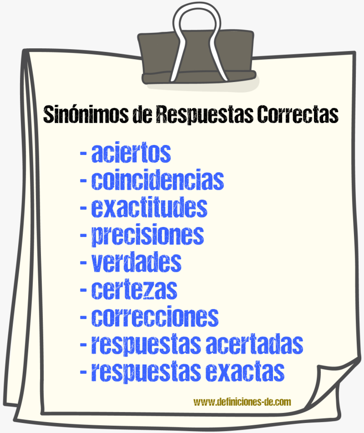 Sinónimos de respuestas correctas