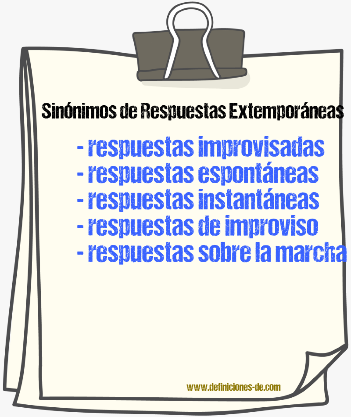 Sinónimos de respuestas extemporáneas