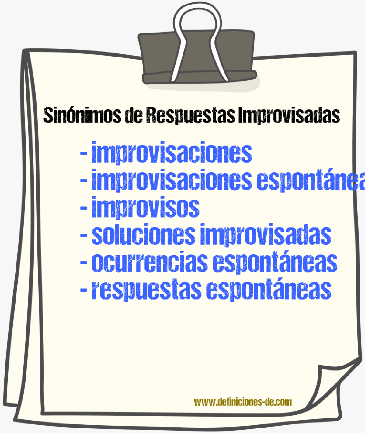 Sinónimos de respuestas improvisadas