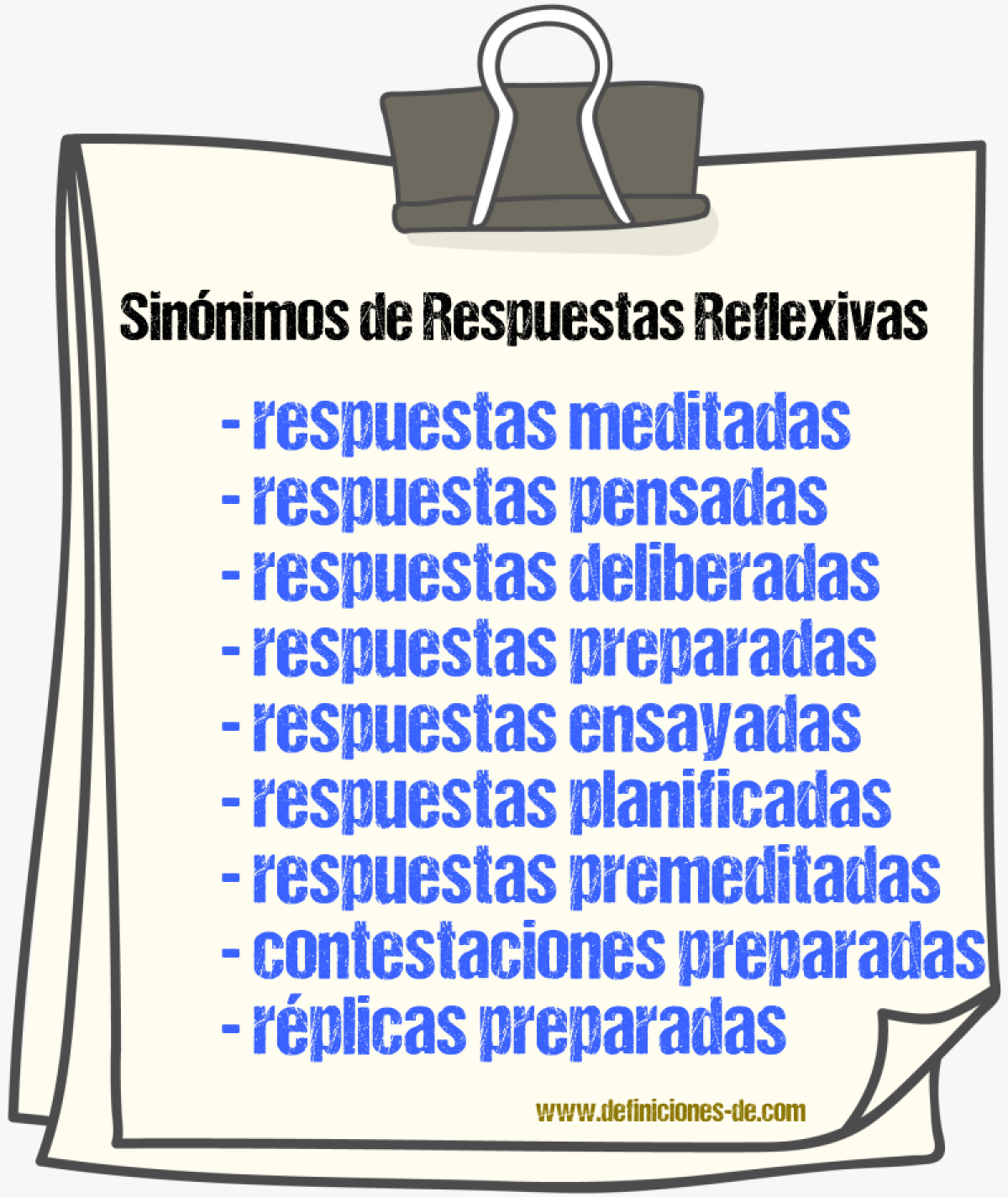 Sinónimos de respuestas reflexivas