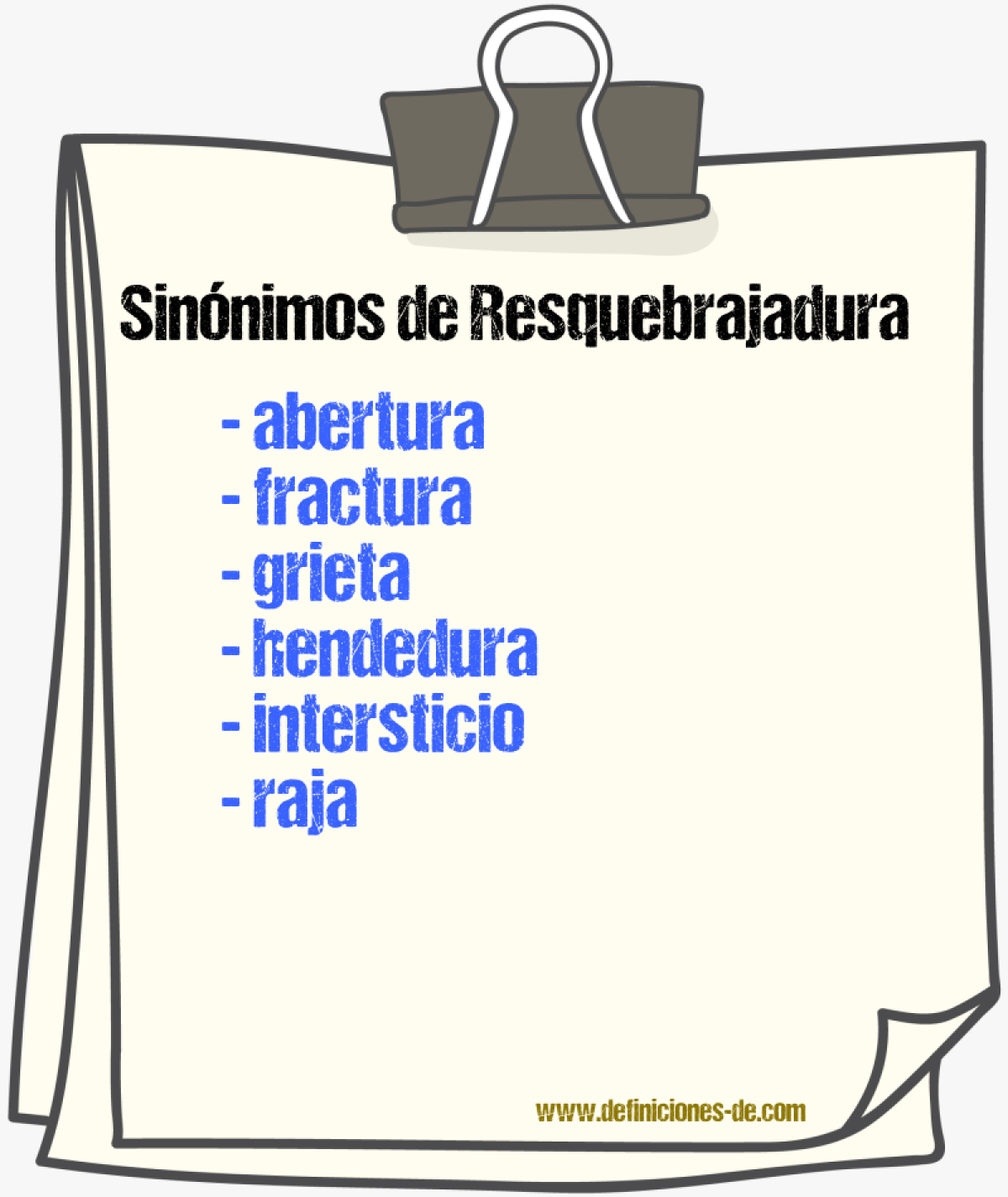 Sinnimos de resquebrajadura