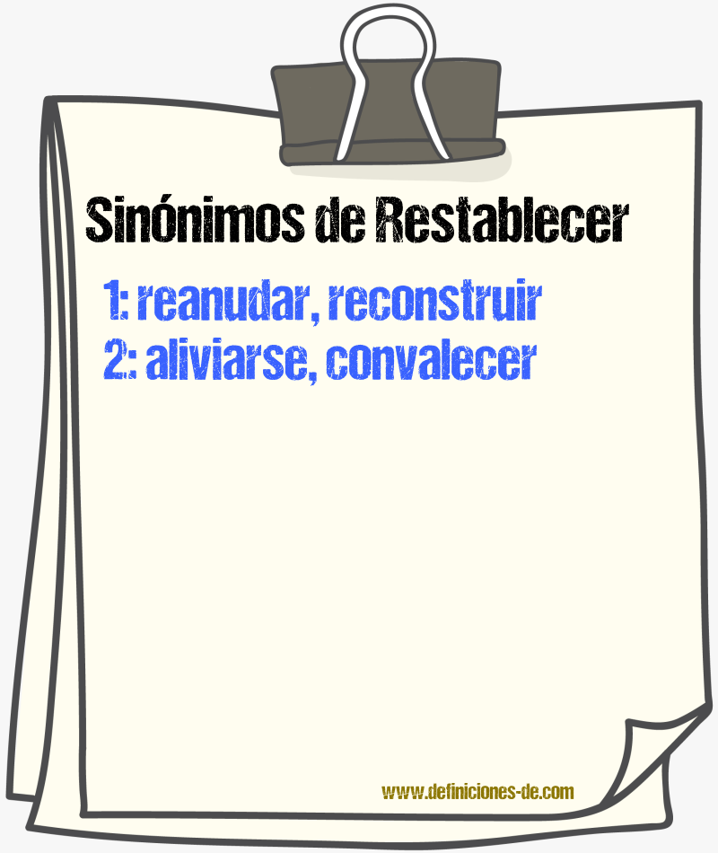 Sinnimos de restablecer