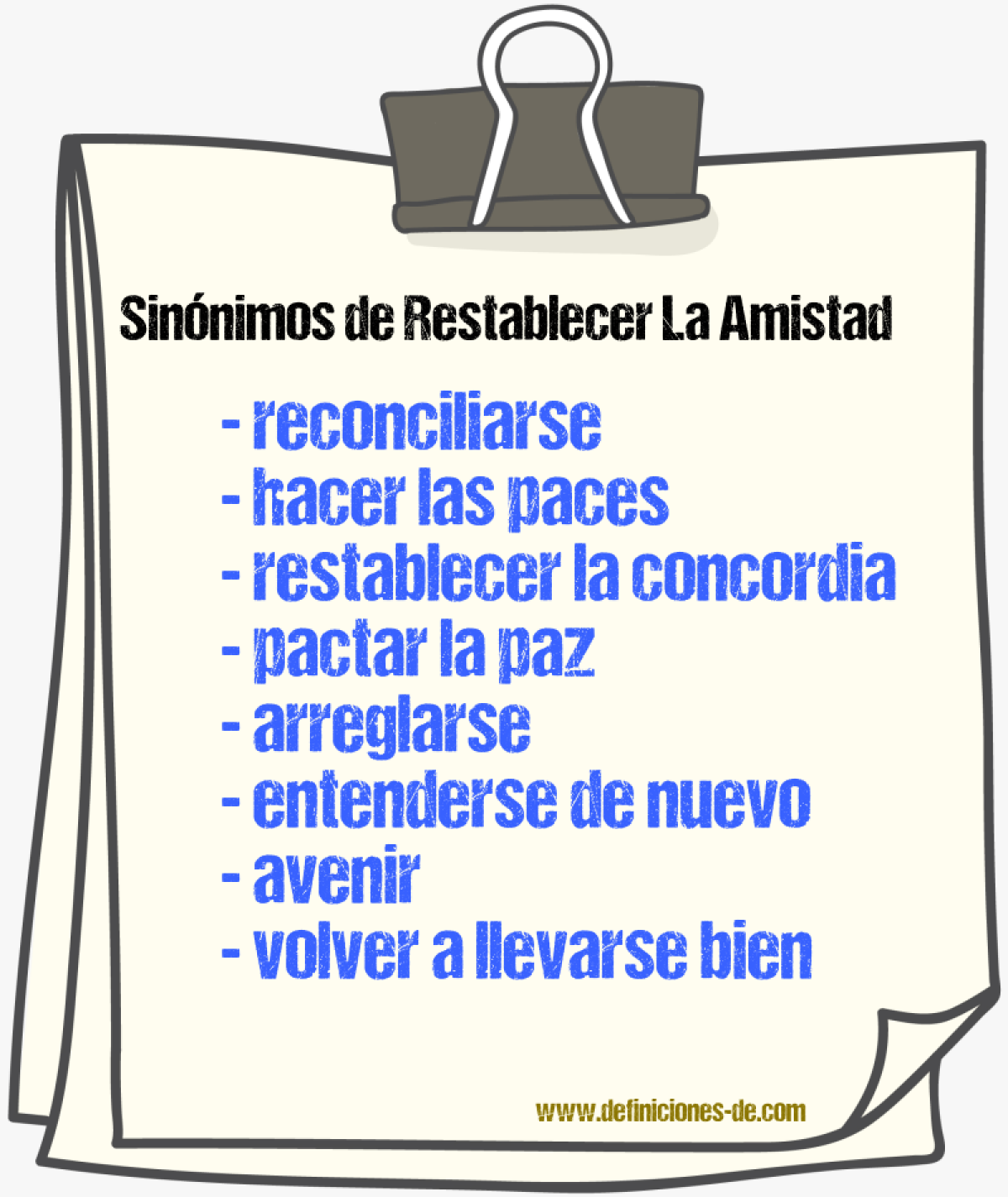 Sinónimos de restablecer la amistad