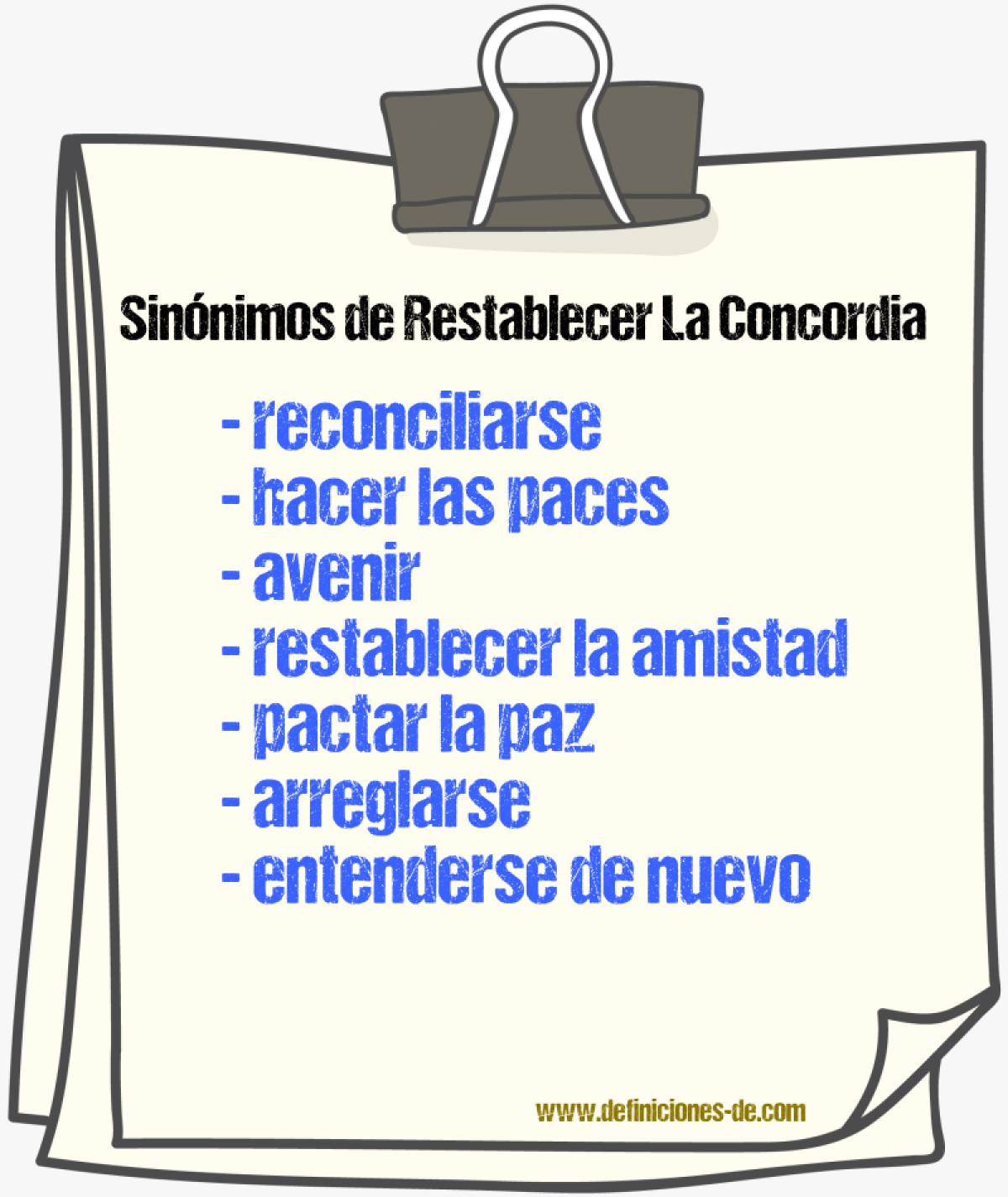Sinónimos de restablecer la concordia