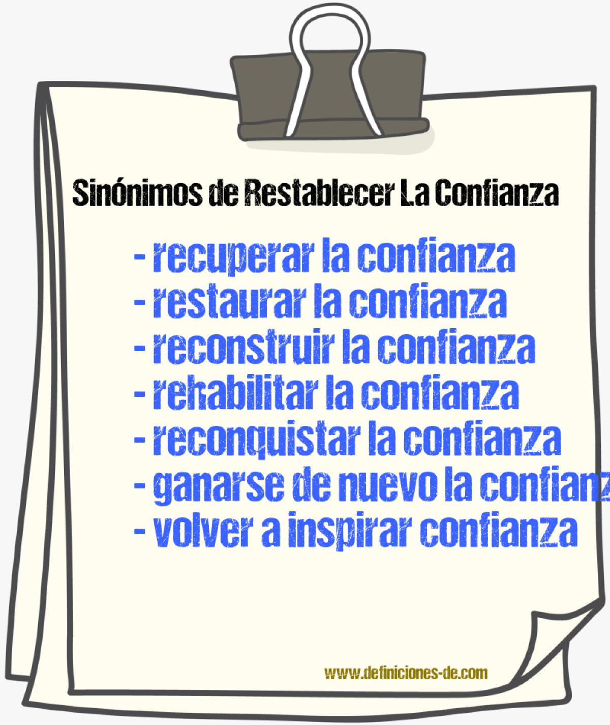 Sinónimos de restablecer la confianza