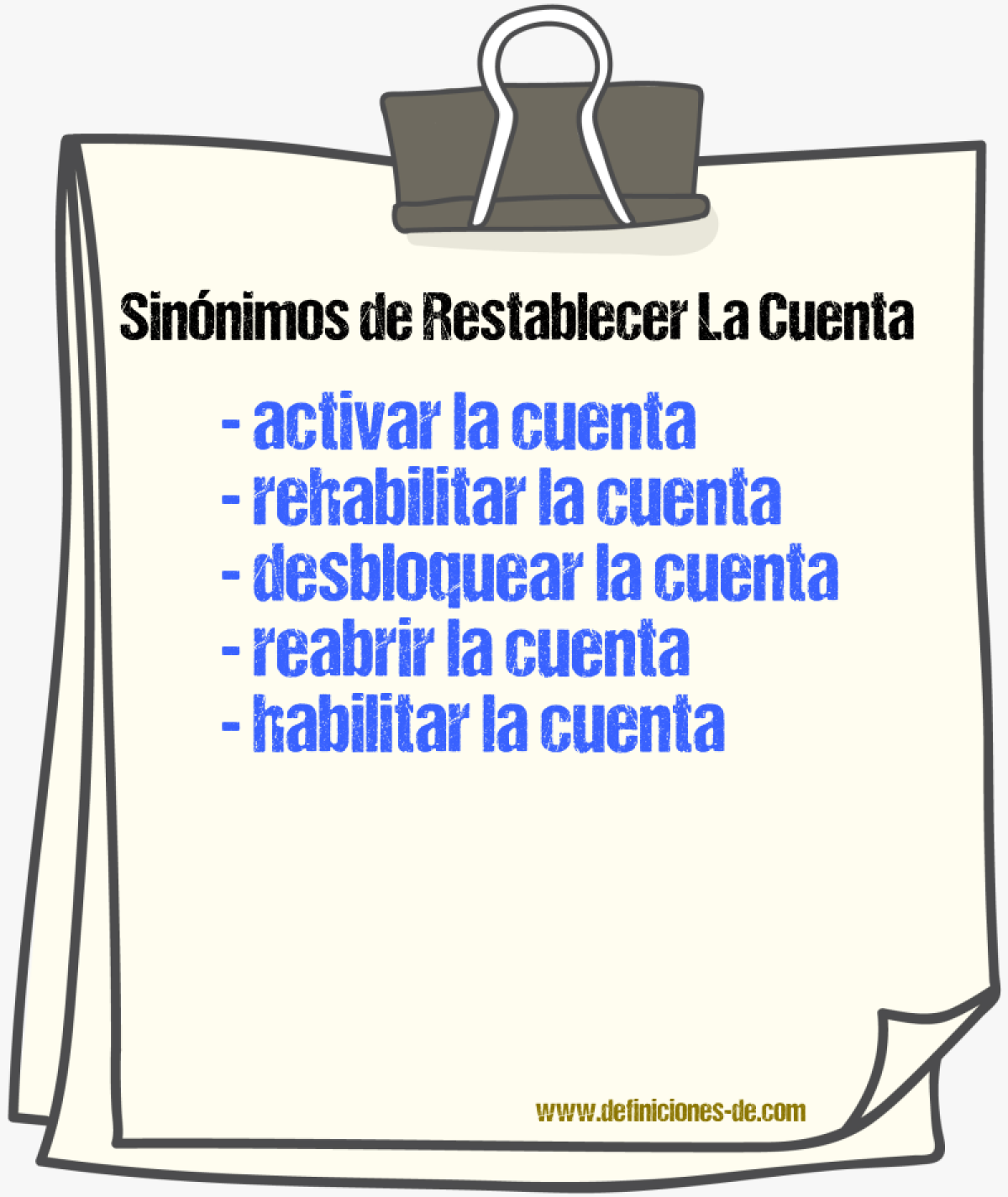 Sinónimos de restablecer la cuenta
