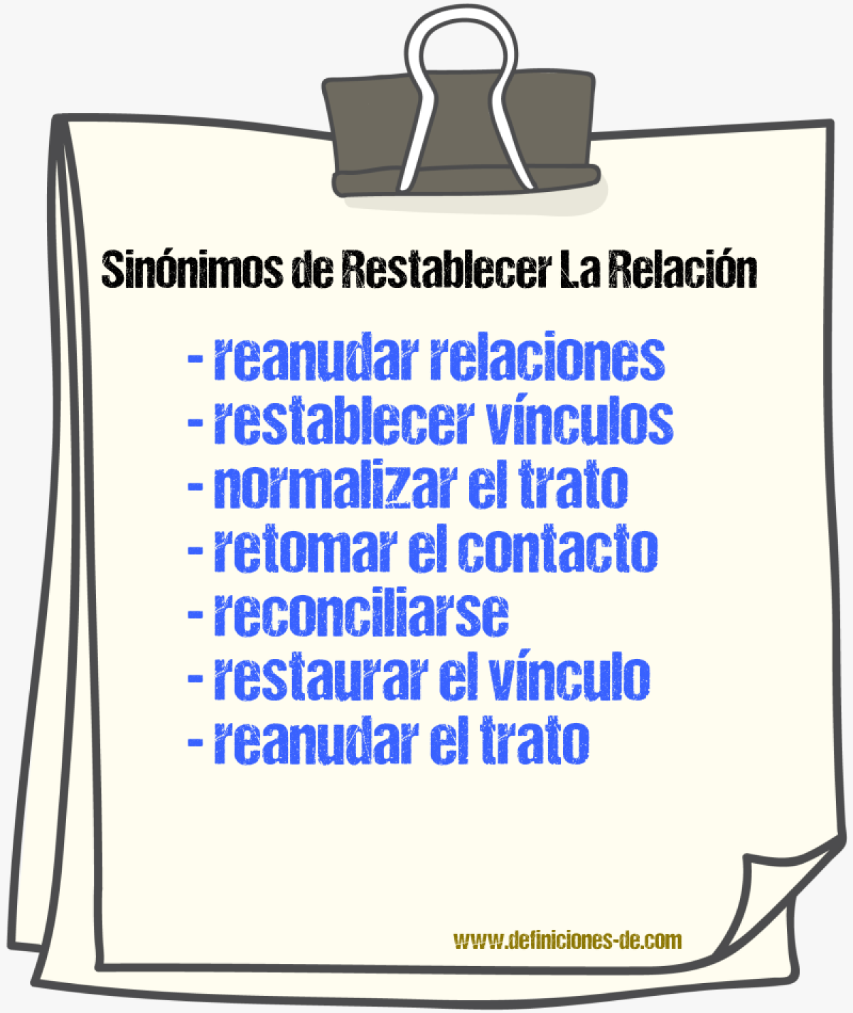 Sinónimos de restablecer la relación