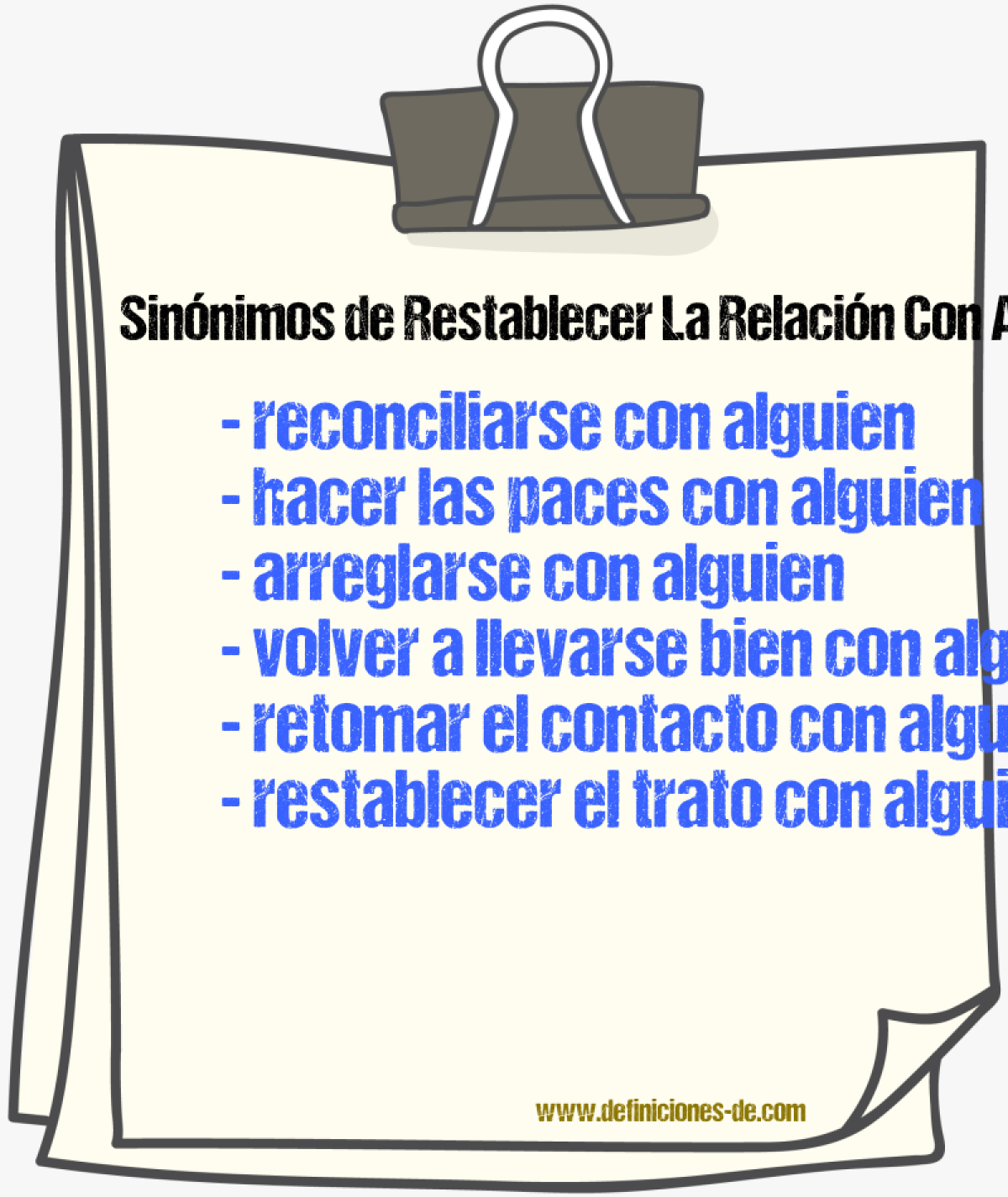 Sinónimos de restablecer la relación con alguien