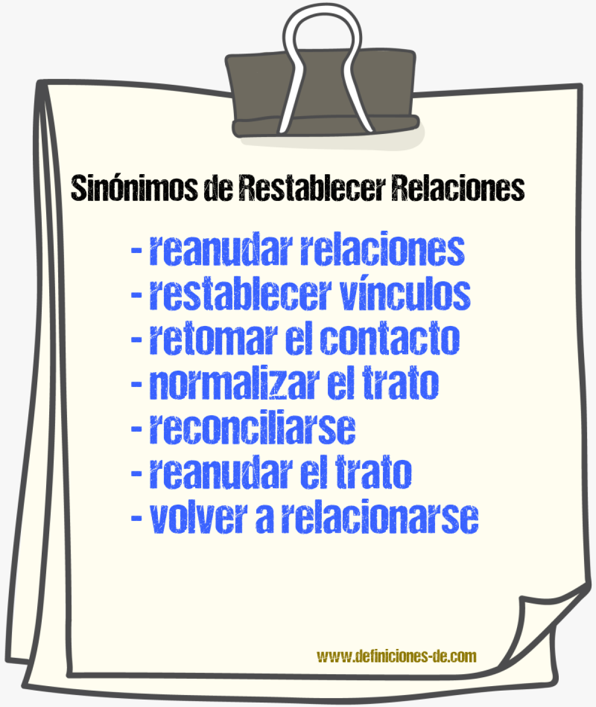 Sinónimos de restablecer relaciones
