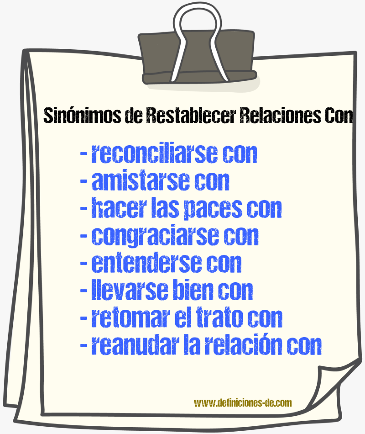Sinónimos de restablecer relaciones con