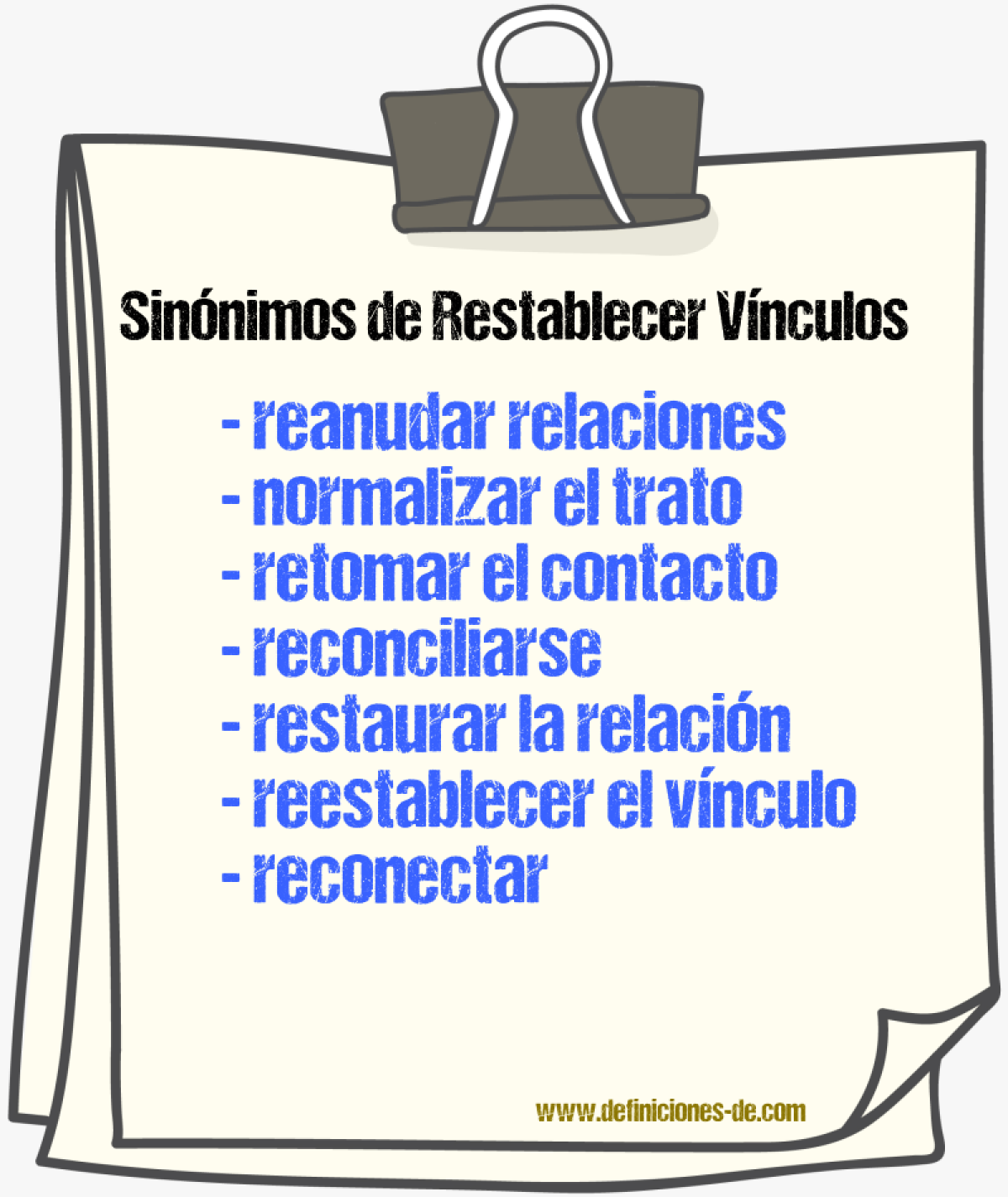 Sinónimos de restablecer vínculos
