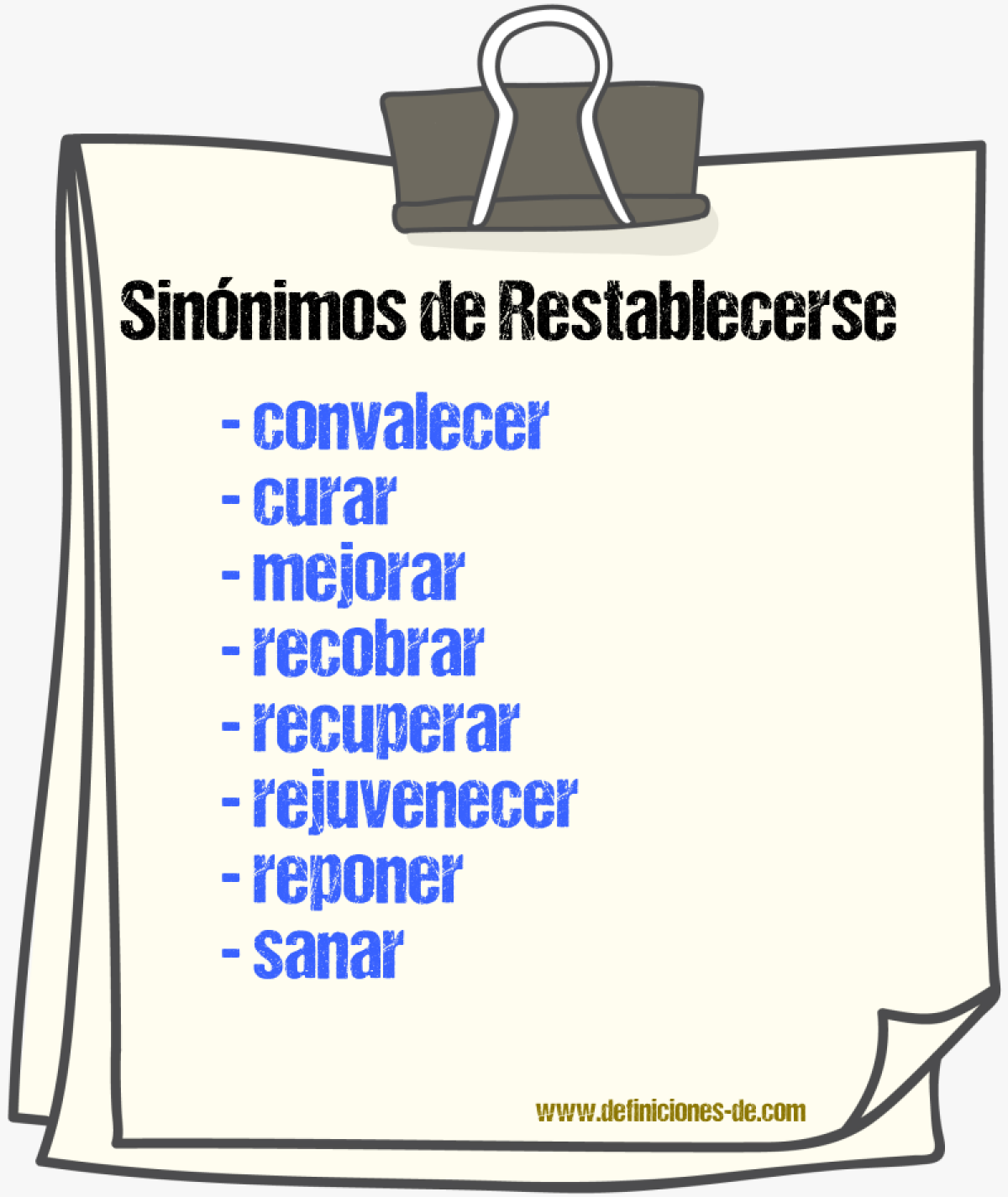 Sinnimos de restablecerse