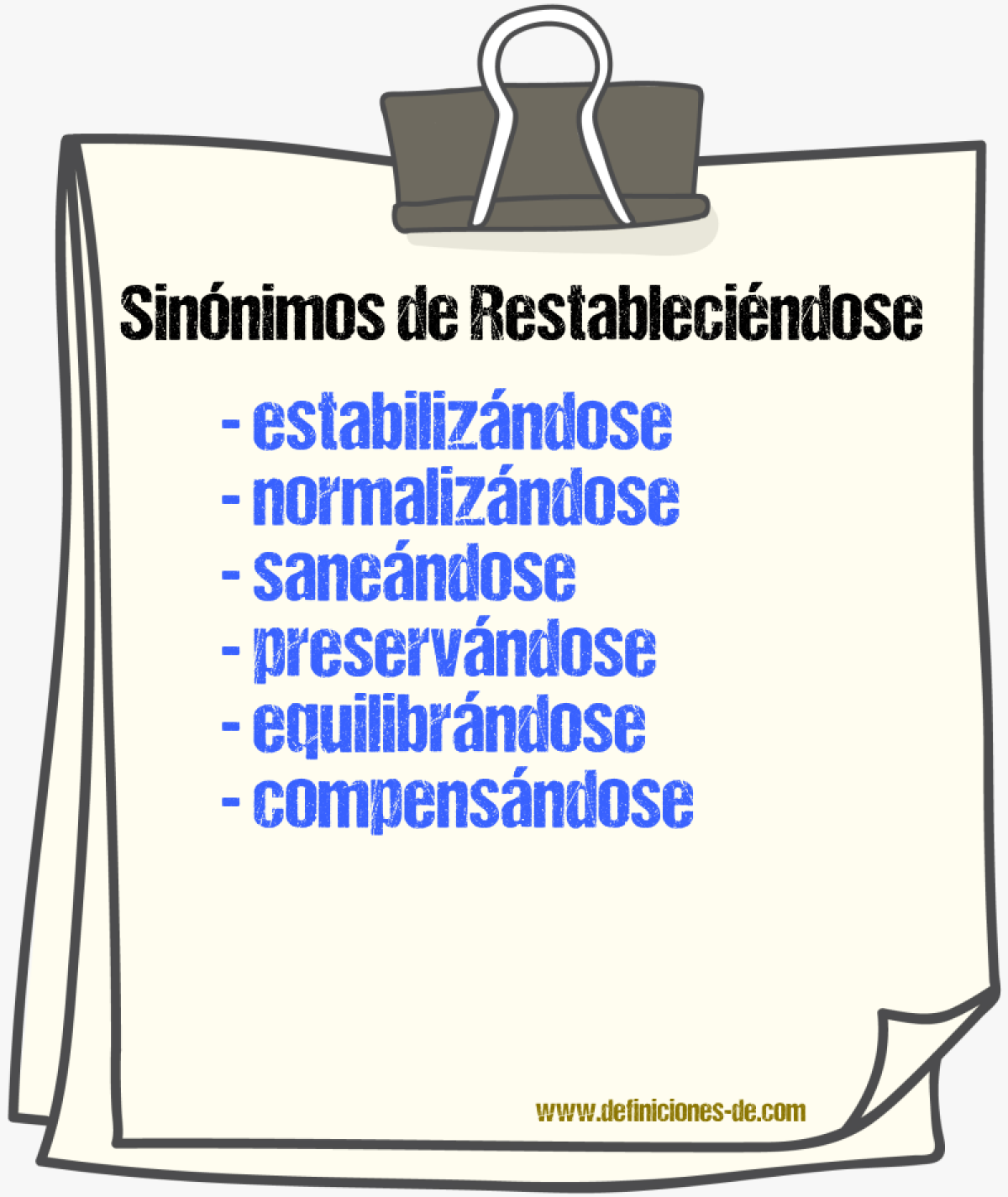 Sinónimos de restableciéndose