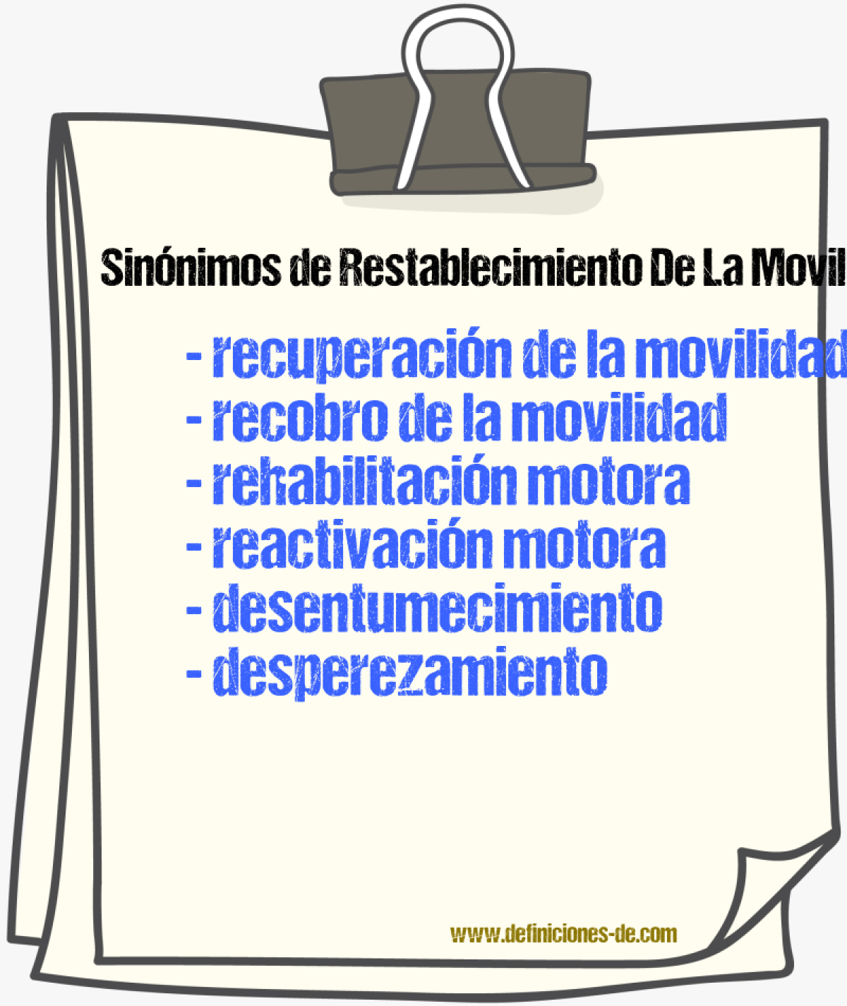 Sinónimos de restablecimiento de la movilidad