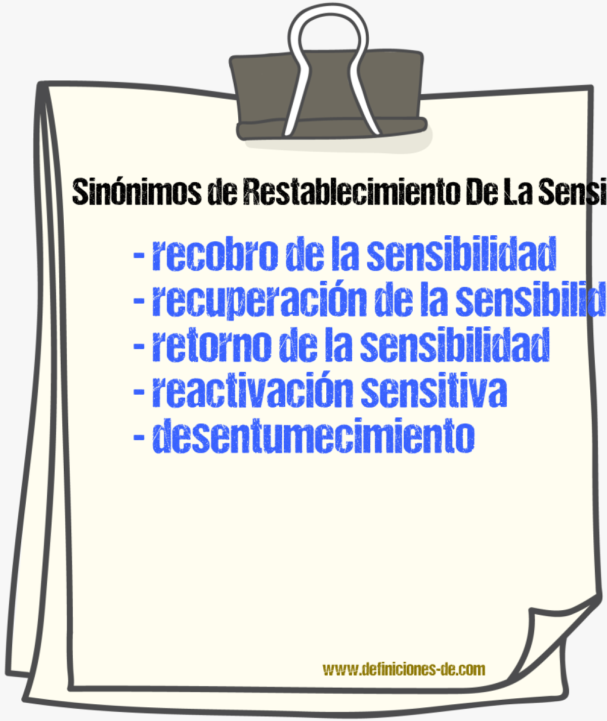 Sinónimos de restablecimiento de la sensibilidad