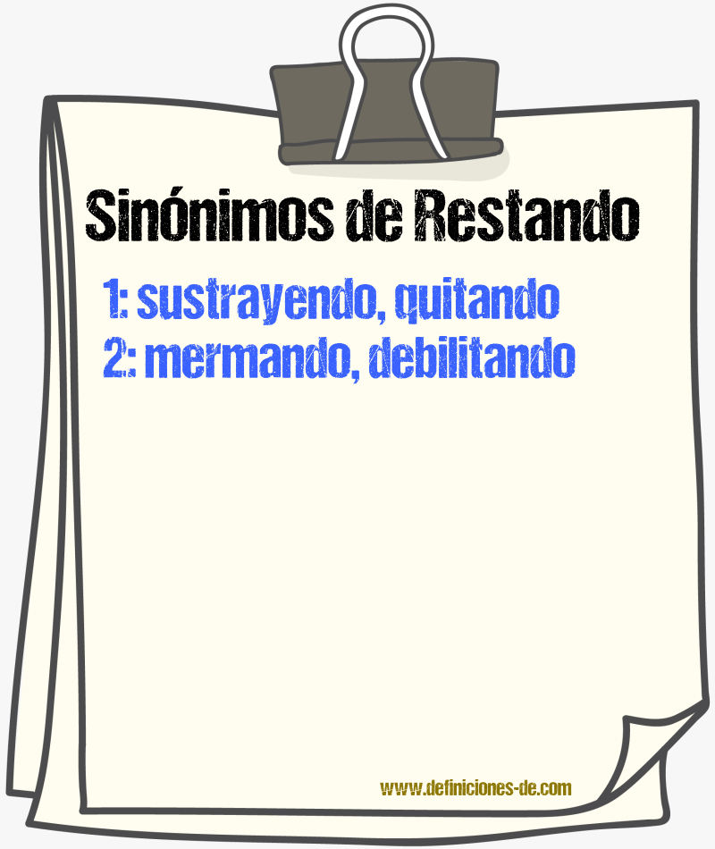 Sinónimos de restando