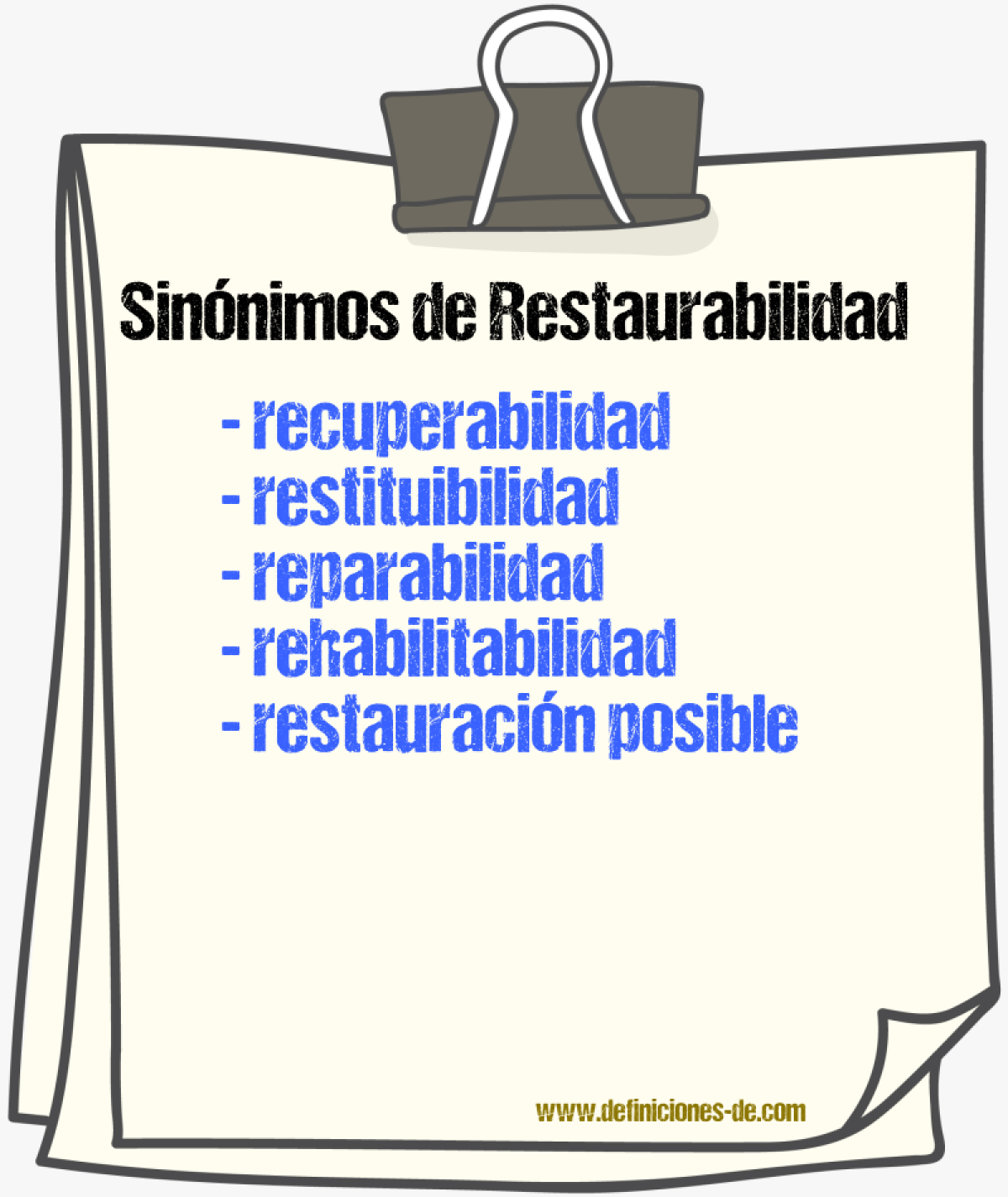 Sinónimos de restaurabilidad